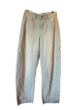 Striped  Junior Girls Relaxed Fit Barrel Jeans - Light Blue /white striped SO